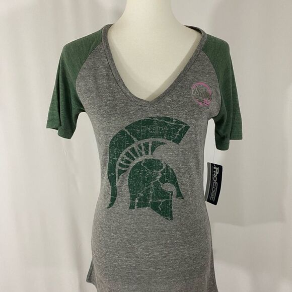 NWT Pro Edge Michigan State Spartan V Neck T Shirt - Picture 1 of 7